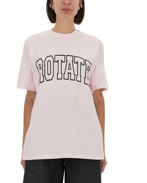 ROTATE BIRGER CHRISTENSEN Logo Crew Neck T-Shirt - White