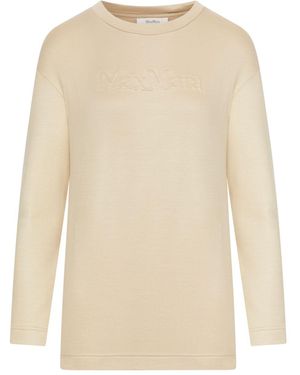 Max Mara Pure Crewneck Cotton Sweatshirt - Natural