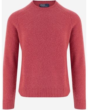 Polo Ralph Lauren Pullover aus Wolle und Kaschmir mit Ellenbogenaufnähern - Pink