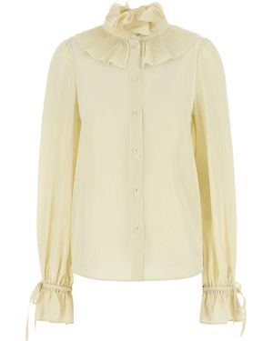Valentino Garavani Cream Crepe Shirt - Yellow