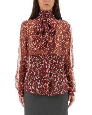 Saint Laurent Printed Silk Shirt - Red