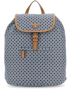 Prada Printed Re-Nylon Backpack - Blue