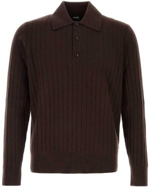 Amiri Dark Wool Blend Polo Shirt - Brown