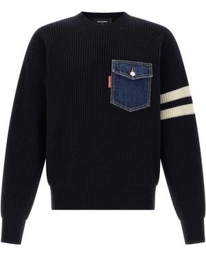 DSquared² Denim Mix' Sweater - Blue