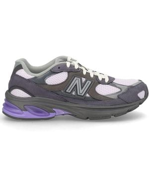 New Balance Multicolour Leather Synthetic Mesh Trainers - Grey