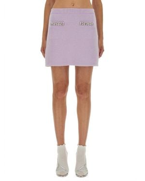 Self-Portrait Knit Miniskirt - Purple