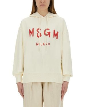 MSGM Relaxed-Fit Sweatshirt With Brushed Logo - Grey