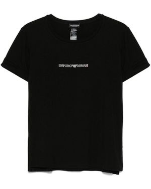 Celine T-Shirt mit Strass-Logo - Schwarz