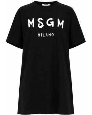 MSGM Dress With Brush Logo - Black