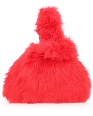 MSGM Faux Fur Top Handle Bag - Red