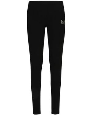 EA7 Baumwoll -Leggings - Schwarz