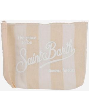 MC2 Saint Barth Fabric Clutch Bag With Logo - White