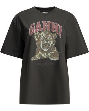 Ganni Baby Tiger Print T-Shirt - Black