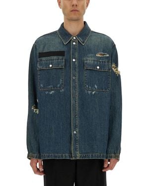 Helmut Lang Distressed Denim Uniform Shirt - Blue