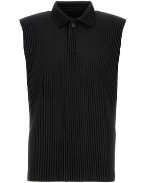 Homme Plissé Issey Miyake Monthly Colours Knitwear: July Pleated Top - Black