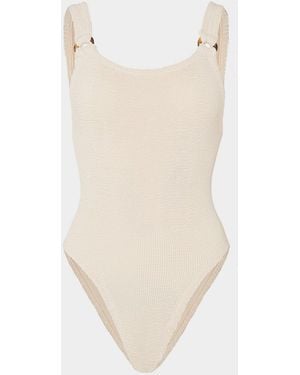 Hunza G Domino Swim Metallic Crinkle - Natur