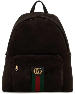 Gucci Dark Suede Medium Ophidia Backpack - Black