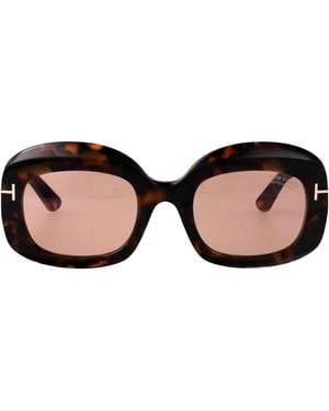 Tom Ford Squared Sunglasses Ft1219 52 Y - Brown