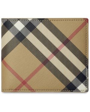 Burberry Lambskin House Check Wallet in Sand - Natur