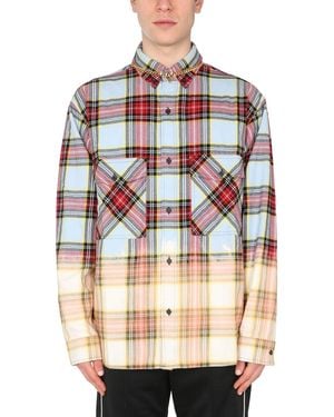 Marcelo Burlon Check Print Shirt With Gradient Transition - Multicolour