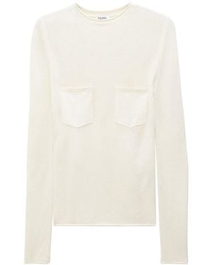 Filippa K Mesh-T-Shirt Mit Aufgesetzter Tasche - Weiß