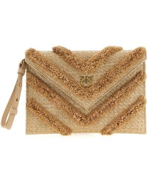 Pinko Raffia Flat Clutch - Braun