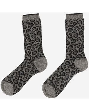 ANT45 Calcetines de mezcla de algodón elástico con estampado animal - Marrón