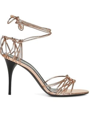 Saint Laurent Babylone Laminated Leather Sandals - Metallic
