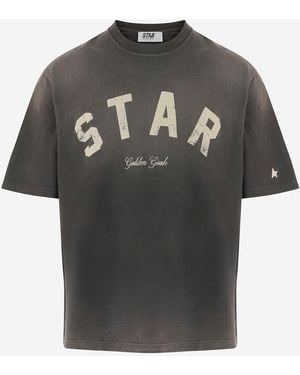Golden Goose Dark Vintage Logo Print Cotton T-Shirt - Black