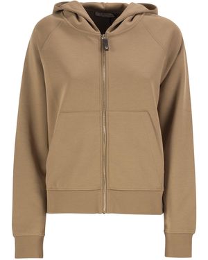 Max Mara Smmmarea Jersey Sweatshirt Met Capuchon En Ritssluiting - Naturel