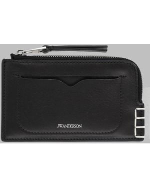JW Anderson Leather Zip Card Holder Wallet - Black