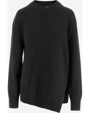 Jil Sander Asymmetrical Wool Blend Jumper - Black