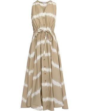 Aspesi Maxi Dress With Cross-Strap Back And Tie-Dye Pattern - Natural