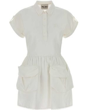 Miu Miu White Cotton Blend Dress