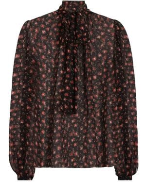 Dolce & Gabbana Small Rose-Print Chiffon Top - Brown
