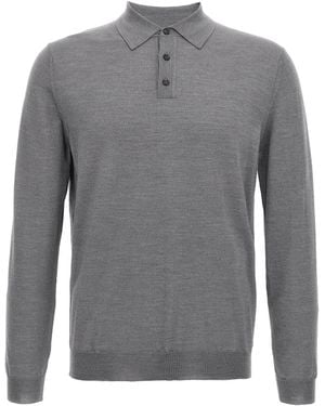 Zanone Maagdelijk Wollen Poloshirt - Grijs