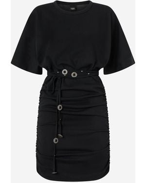 Pinko Baumwollkleid mit Gürtel - Schwarz