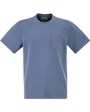 MC2 Saint Barth Stretch Cotton Piqué T Shirt With Patch Pocket - Blue