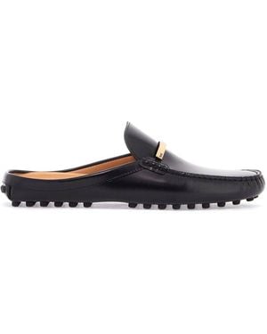 Tod's Tod 's Schwarzkalbsleder -Schlupf auf Slippern mit metallischem Riemen und Gummi -Sohle - Weiß