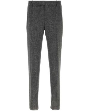 McQueen Embroidered Wool Cigarette Pant - Gray