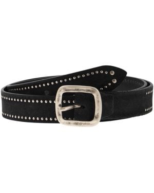 Alberto Luti Studded Leather Belt - Black