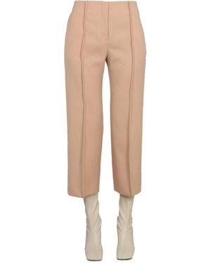 Jil Sander Cropped Wide-Leg Wool Trousers - Natural