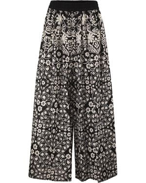 Weekend by Maxmara Wkipalanca – Wide-Leg Printed Cotton Trousers - Grey
