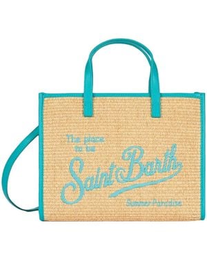 Mc2 Saint Barth Borsa A Mano Vivian Midi Effetto Paglia - Blue