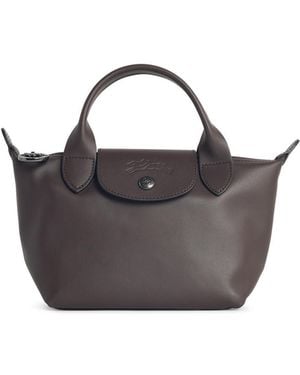 Longchamp Tasche mit 'Xs Le Pliage Xtra-Griff in "Moka"-Lear - Blau