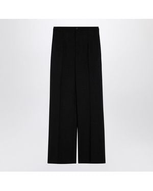 Loulou Studio High-Waisted Wool Palazzo Trousers - Black