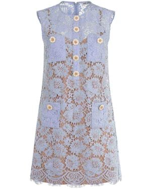 Self-Portrait Self Portrait Dress Made Of Cotton Blend - Blue
