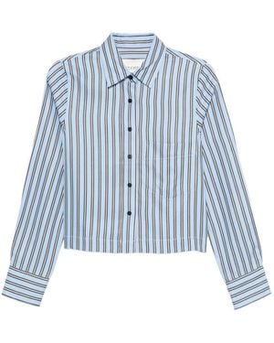 Closed Cropped Shirt - Blue