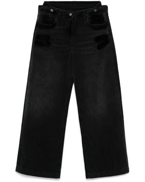The Attico Layered Wide Leg Jeans - Black