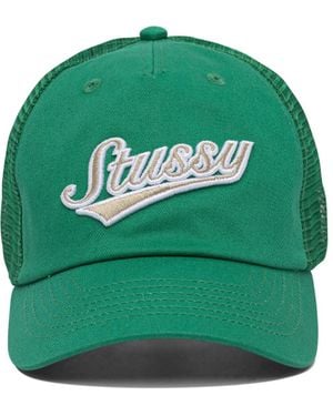 Stussy Logo Embroidered Curved Peak Cap - Green